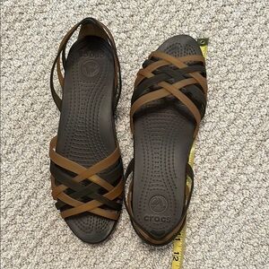 Crocs Women's Strappy Sandals - light and dark brown